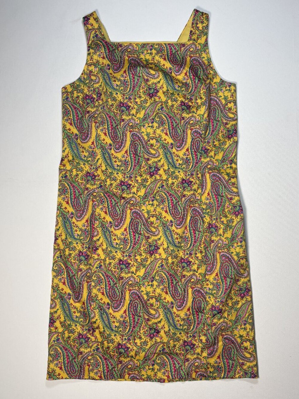 Vintage Lauren Ralph Lauren yellow pasiley shift dress size 12